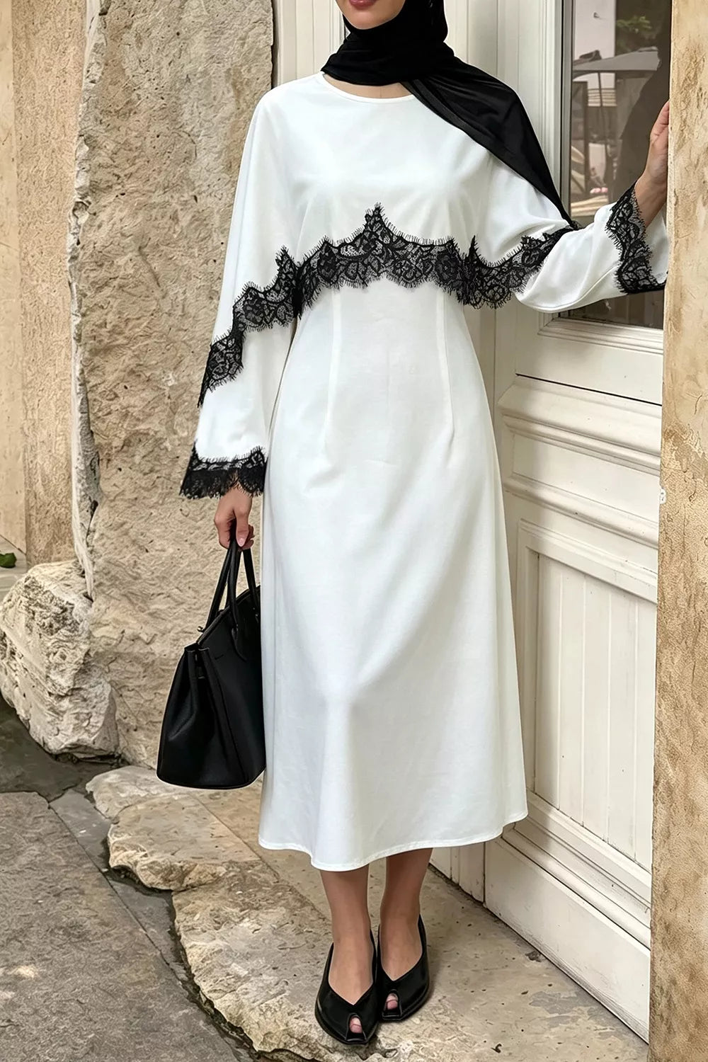 Luna Lace-Trim Midi Dress
