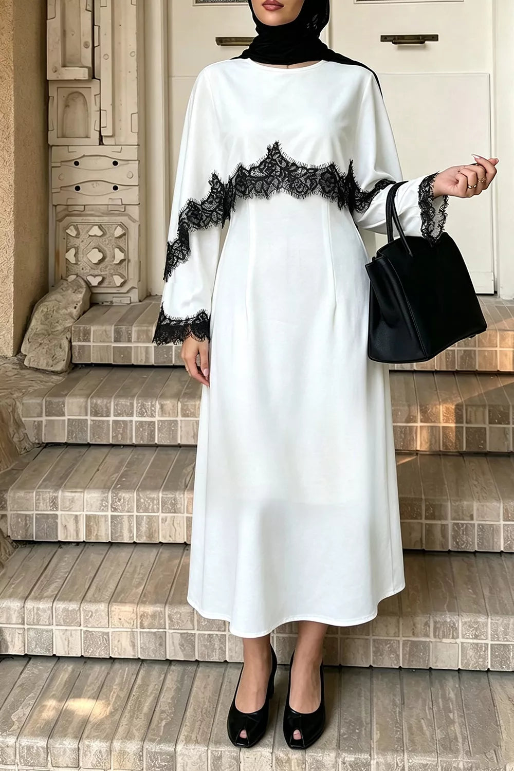 Luna Lace-Trim Midi Dress