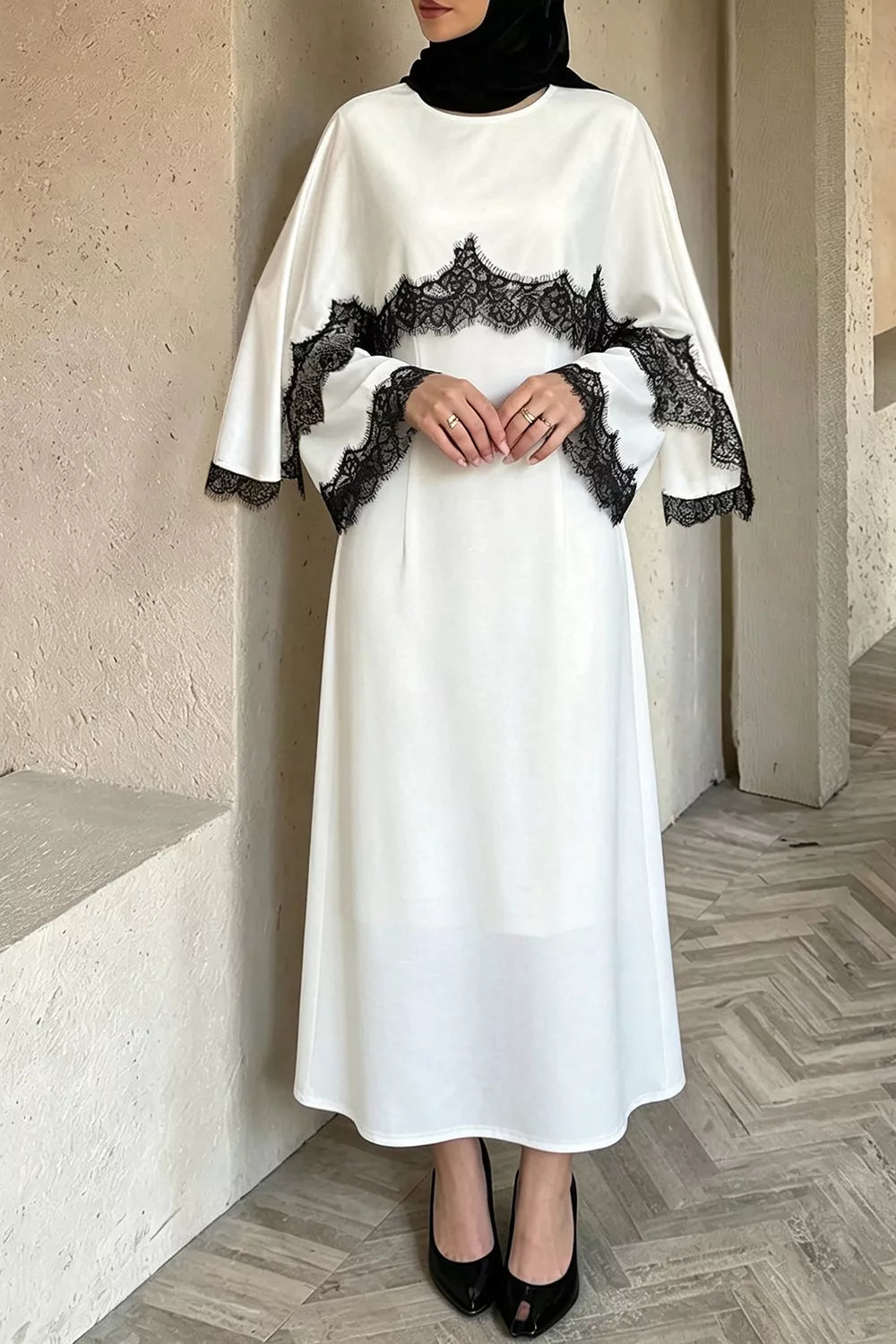 Luna Lace-Trim Midi Dress