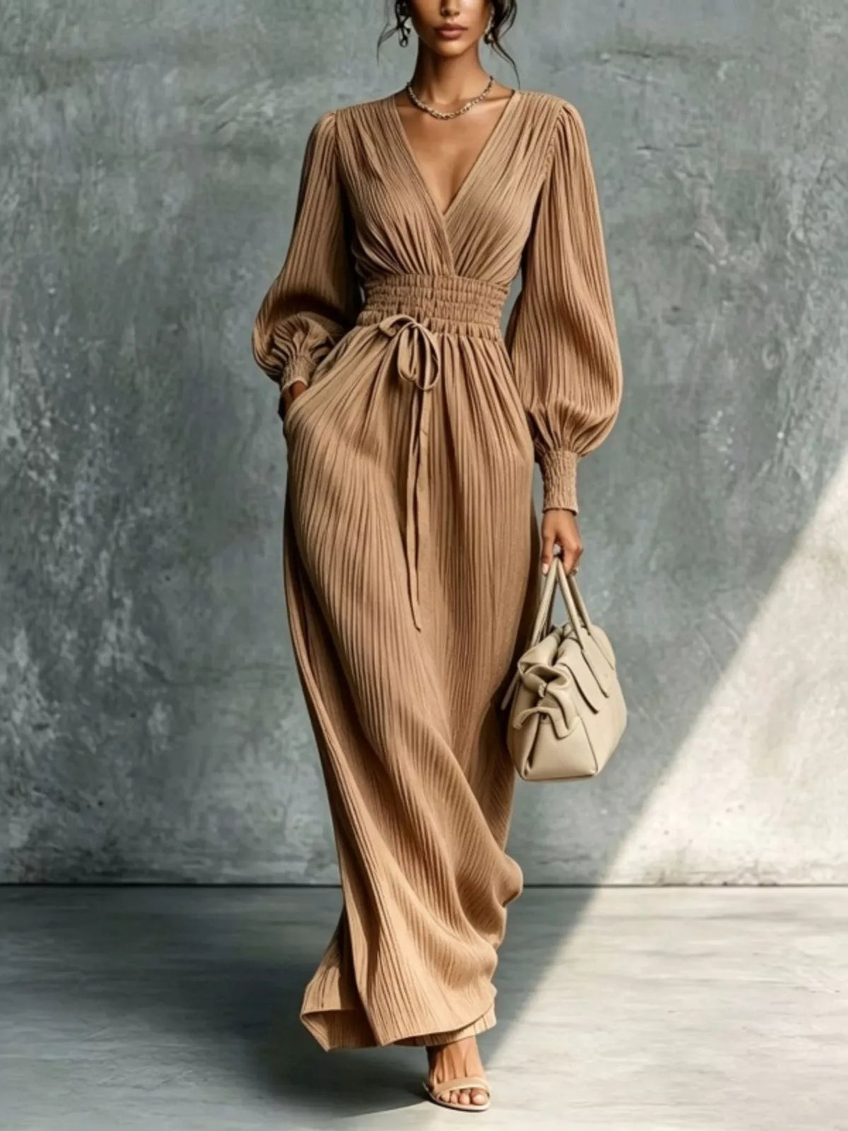 Azahar Pleated Maxi Dress