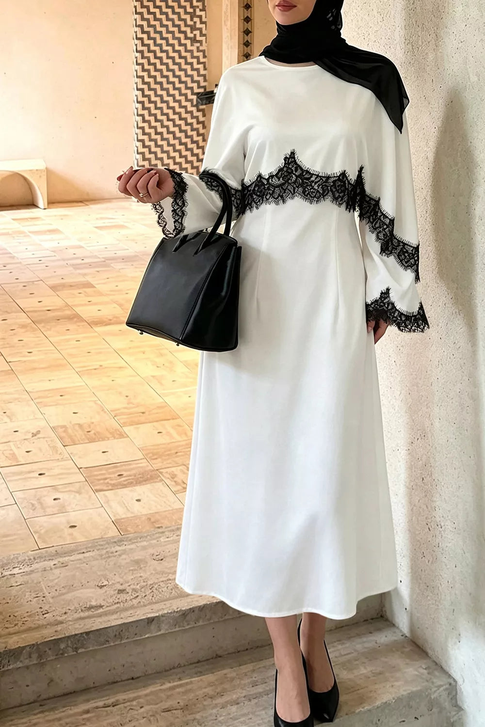 Luna Lace-Trim Midi Dress